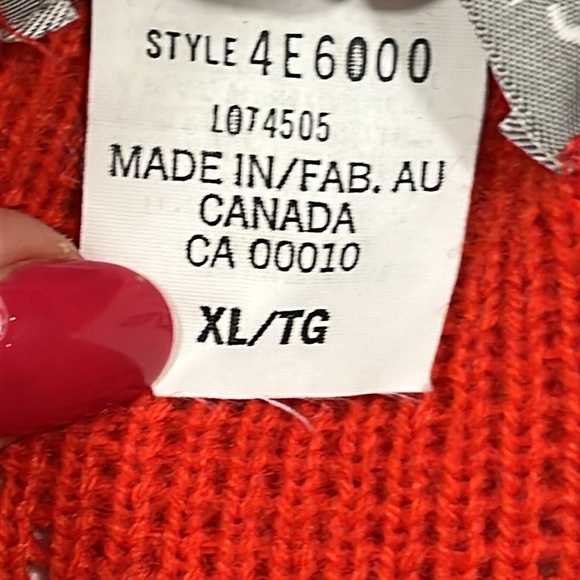 Vintage bright ORANGE 70s Sweater mens XL 3D Acrylic Wool Black RARE geometric - Picture 14 of 16